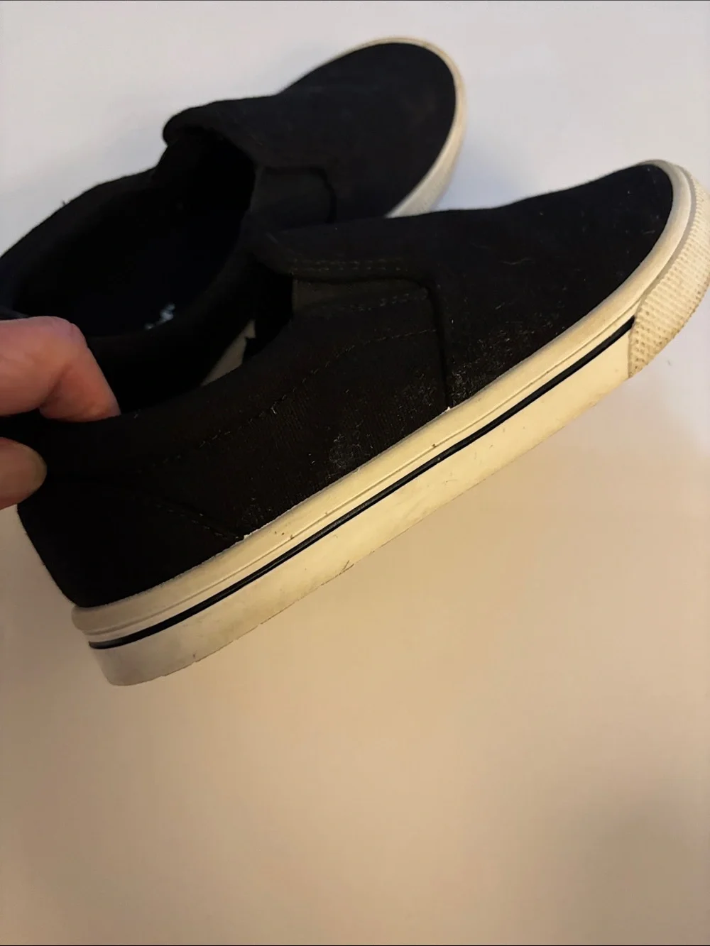 Cat & Jack Black Canvas Slip-On Sneakers with White Soles